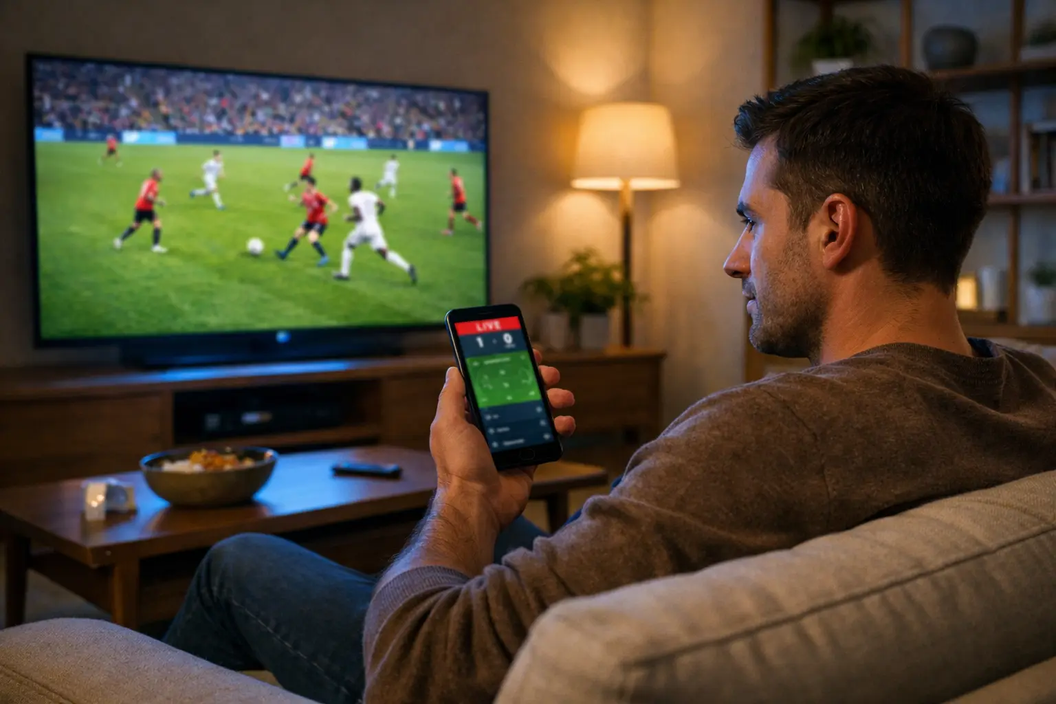 Esperienza di scommesse live con streaming della partita di calcio